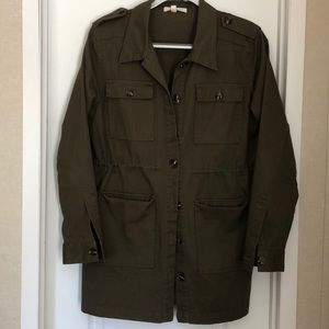 Honey Punch Olive Green Long Utility Jacket Sz: L